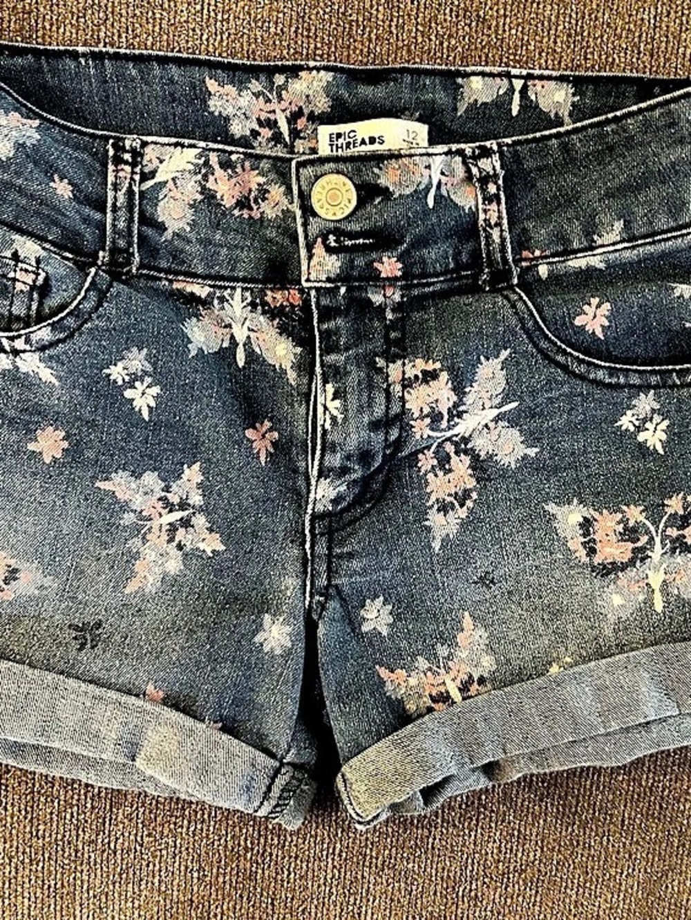 Epic Threads Floral Denim Jean Shorts in Blue 12